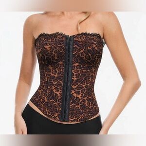 Popilush Leopard Print Strapless Corset NWOT size Medium